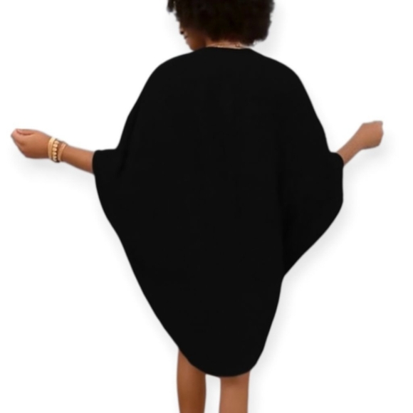 EZ By Nina Leonard Drapped Cocoon Cardigan Sz L Black - Picture 3 of 9